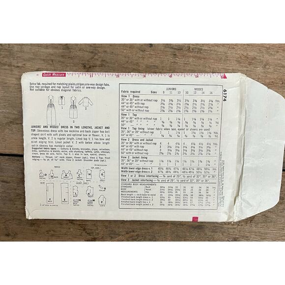 Vintage Simplicity Dress & Jacket Size 10 Sew Pattern 6174 Retro Style - Picture 5 of 7